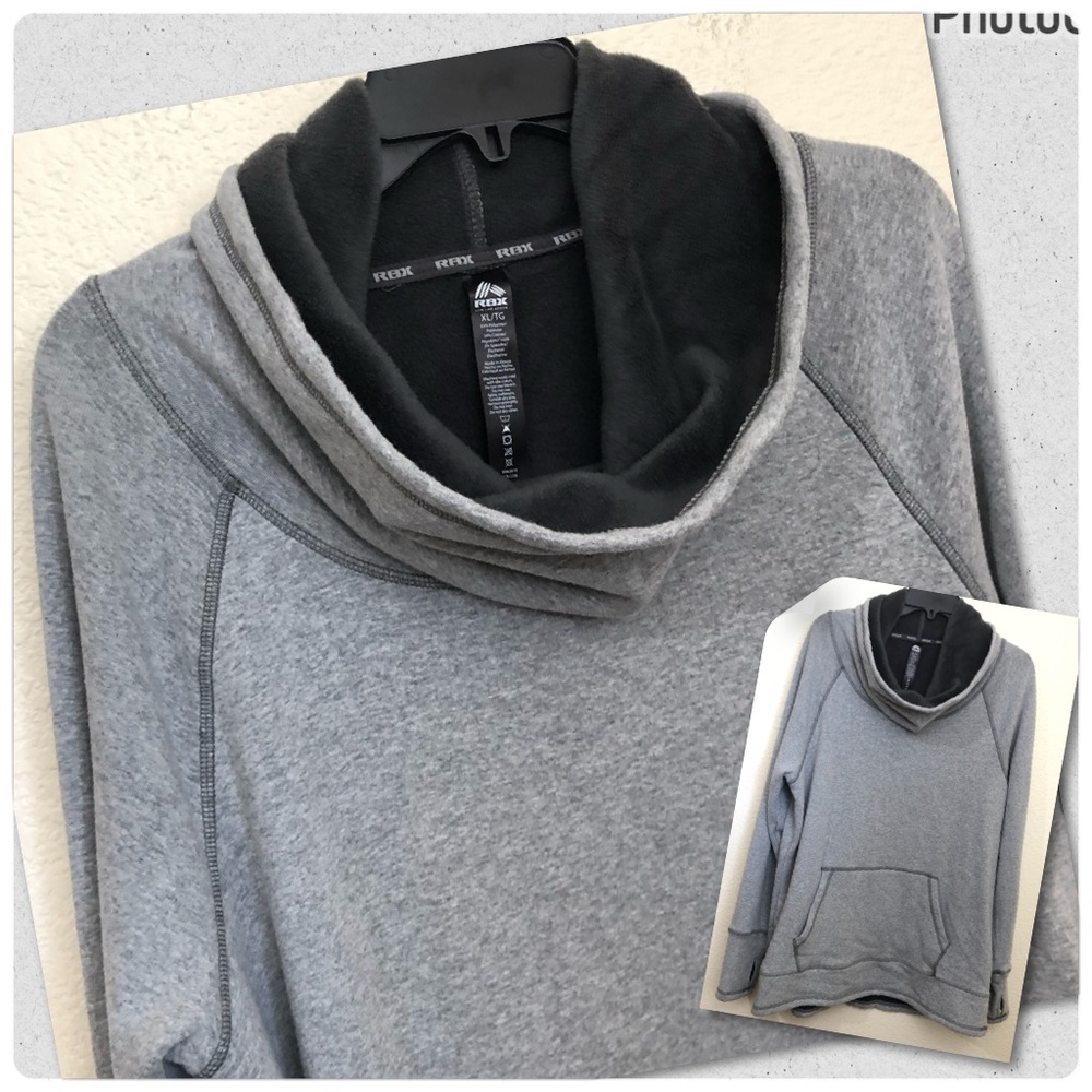 RBX Womens XL Gray Fleece Lined Pullover Sweatshirt Long Sleeves Thumbholes Soft